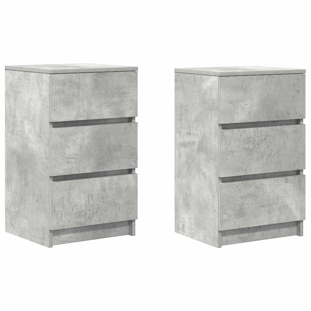 Nachtkastjes met 3 lades 2 st 39x35x65 cm betongrijs