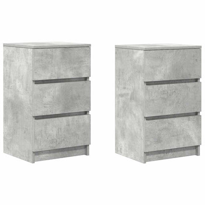 Nachtkastjes met 3 lades 2 st 39x35x65 cm betongrijs