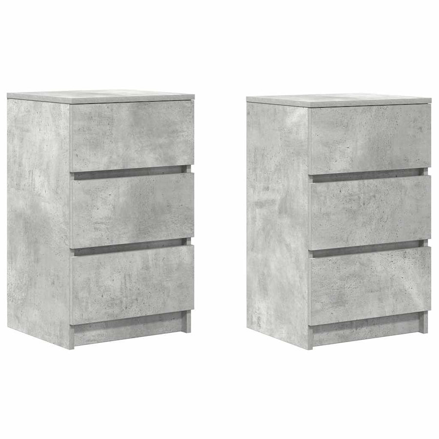 Nachtkastjes met 3 lades 2 st 39x35x65 cm betongrijs