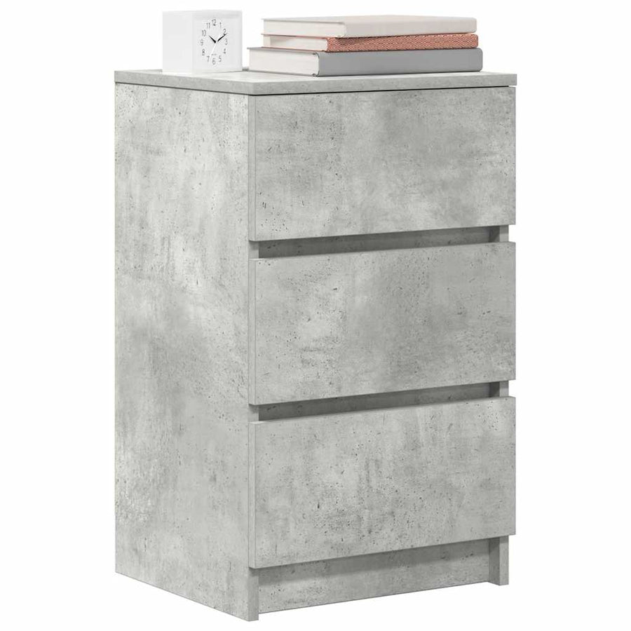 Nachtkastjes met 3 lades 2 st 39x35x65 cm betongrijs