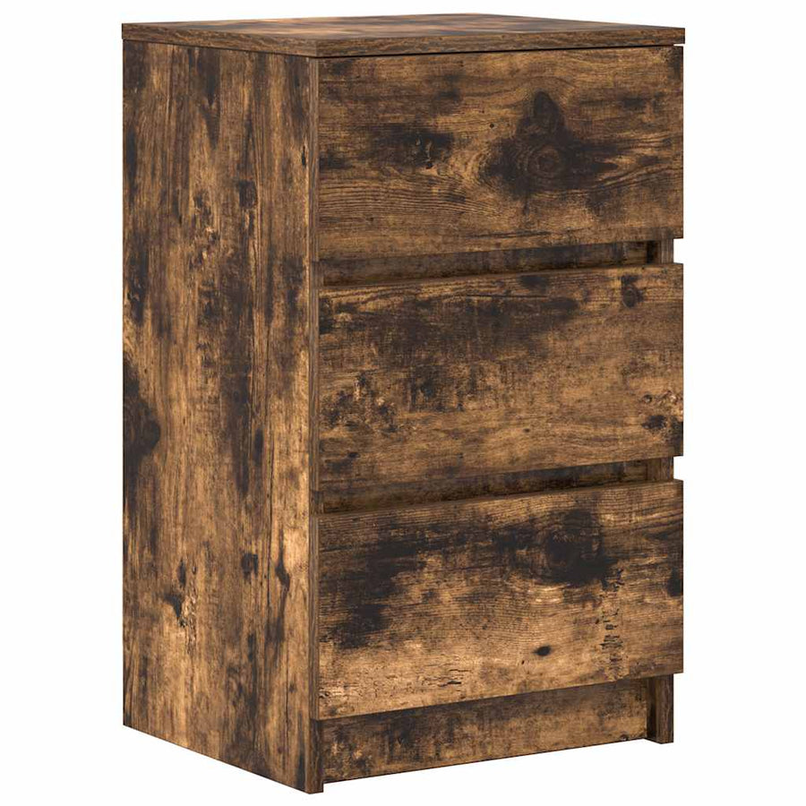Nachtkastje met 3 lades 39x35x65 cm gerookt eikenkleurig