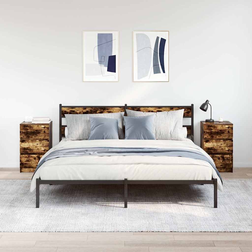 Nachtkastjes met 3 lades 2 st 39x35x65 cm gerookt eikenkleurig