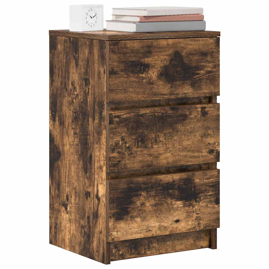 Nachtkastjes met 3 lades 2 st 39x35x65 cm gerookt eikenkleurig