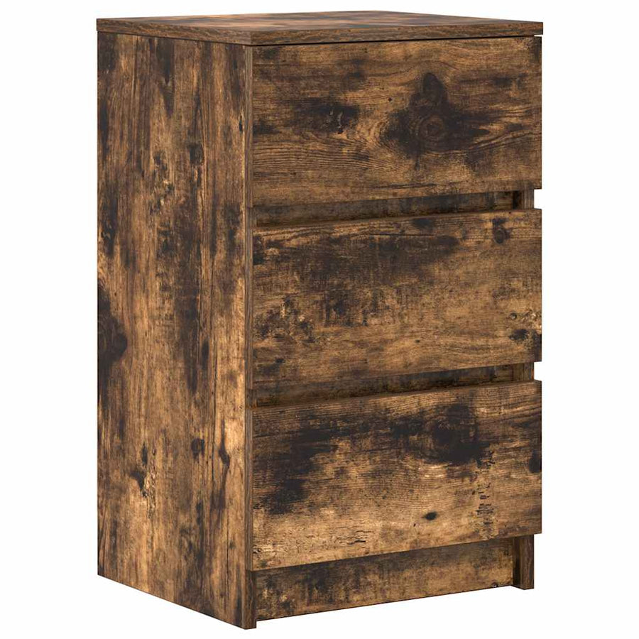 Nachtkastjes met 3 lades 2 st 39x35x65 cm gerookt eikenkleurig
