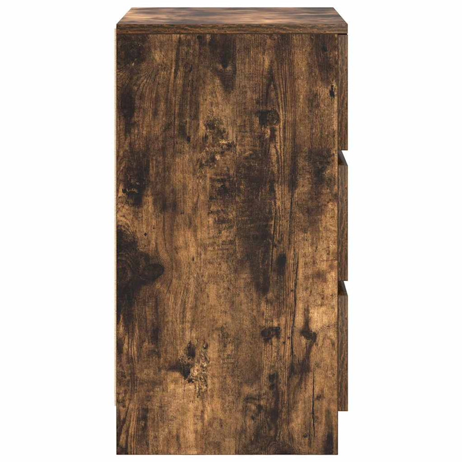 Nachtkastjes met 3 lades 2 st 39x35x65 cm gerookt eikenkleurig