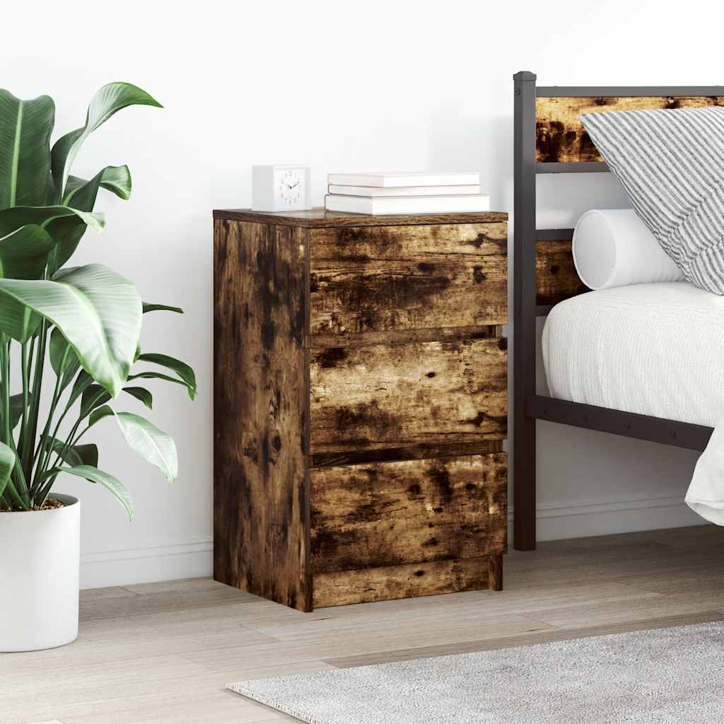 Nachtkastjes met 3 lades 2 st 39x35x65 cm gerookt eikenkleurig