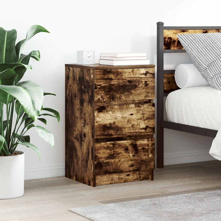 Nachtkastjes met 3 lades 2 st 39x35x65 cm gerookt eikenkleurig