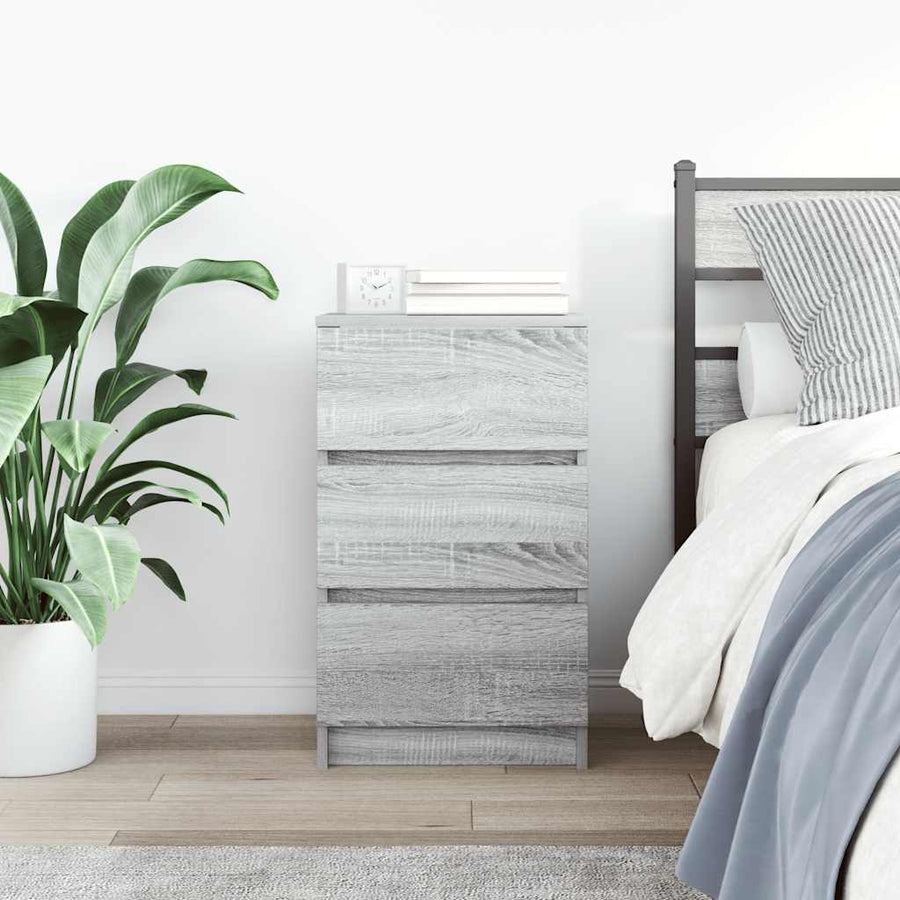 Nachtkastje met 3 lades 39x35x65 cm grijs sonoma