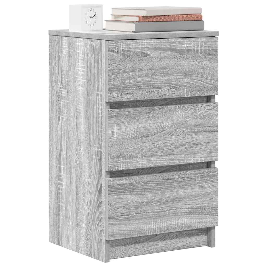Nachtkastje met 3 lades 39x35x65 cm grijs sonoma