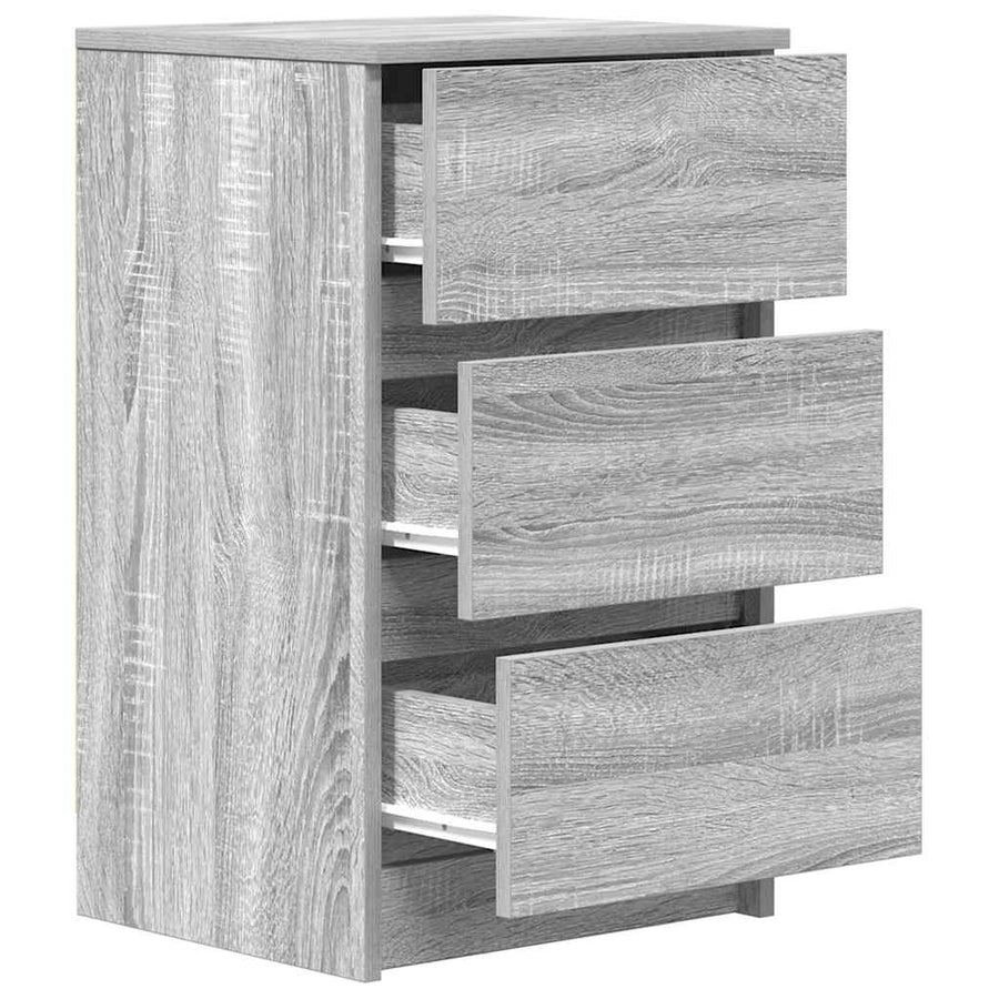 Nachtkastje met 3 lades 39x35x65 cm grijs sonoma