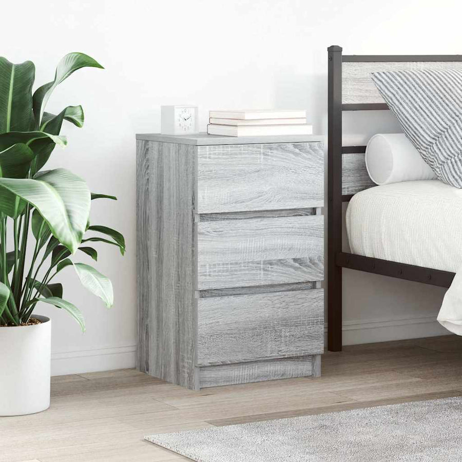 Nachtkastje met 3 lades 39x35x65 cm grijs sonoma
