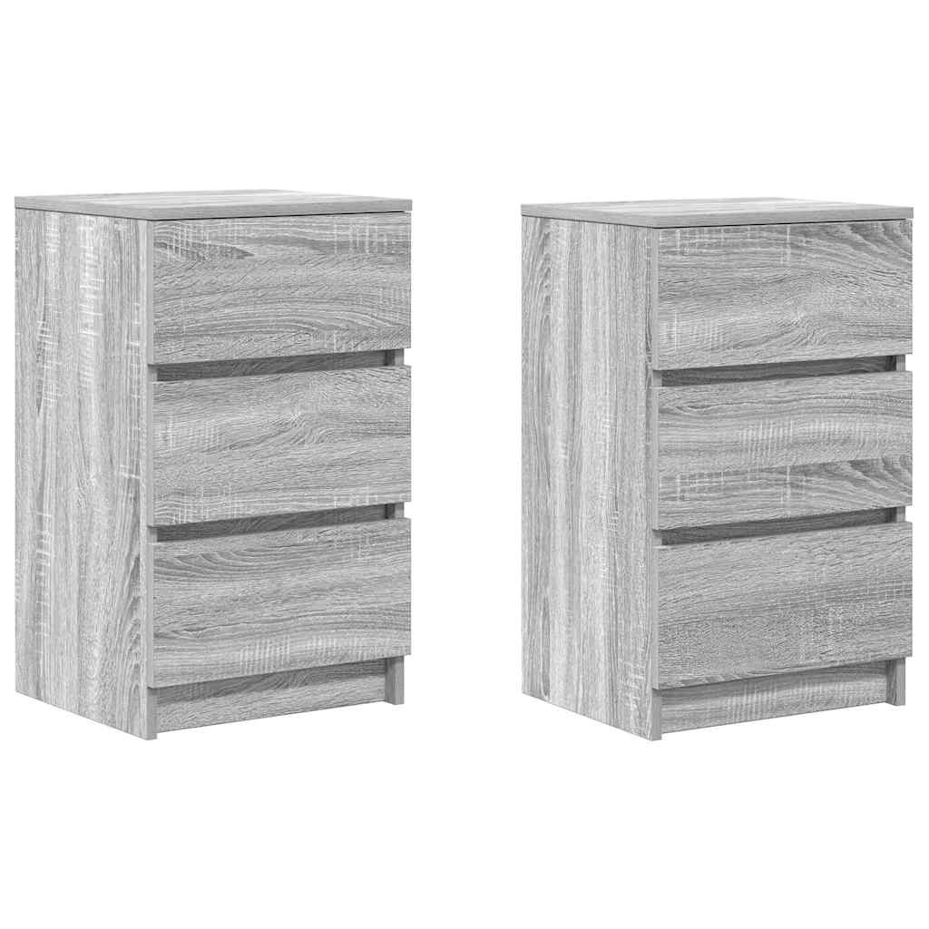 Nachtkastjes met 3 lades 2 st 39x35x65 cm grijs Sonoma