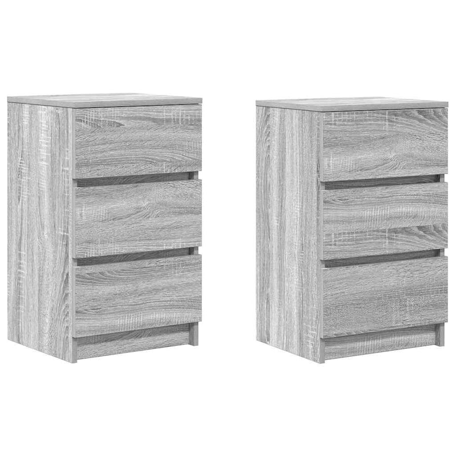 Nachtkastjes met 3 lades 2 st 39x35x65 cm grijs Sonoma