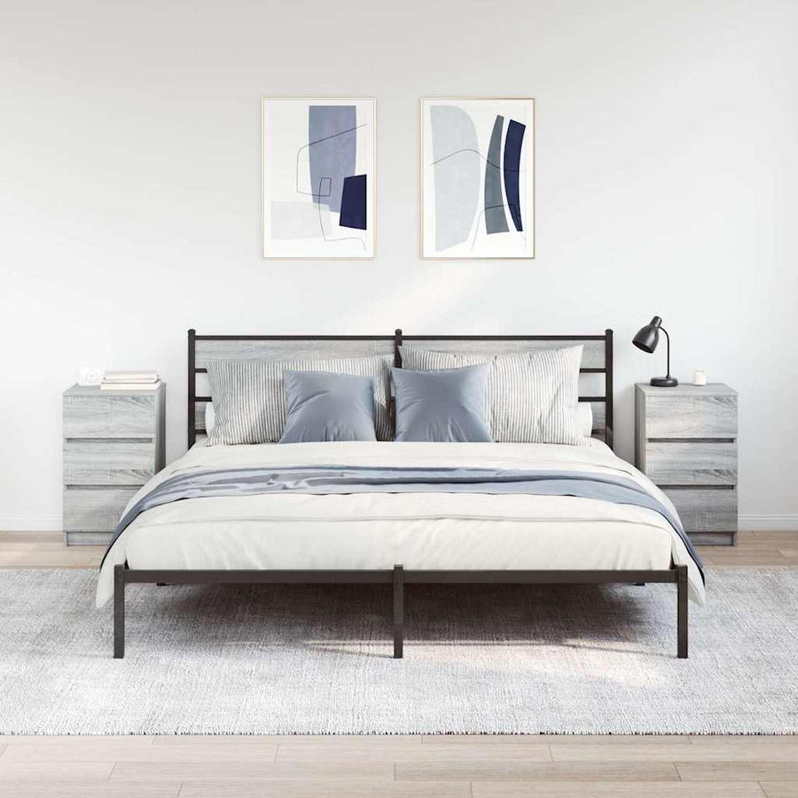 Nachtkastjes met 3 lades 2 st 39x35x65 cm grijs Sonoma