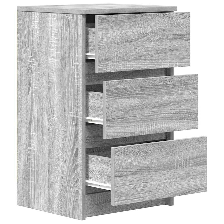 Nachtkastjes met 3 lades 2 st 39x35x65 cm grijs Sonoma
