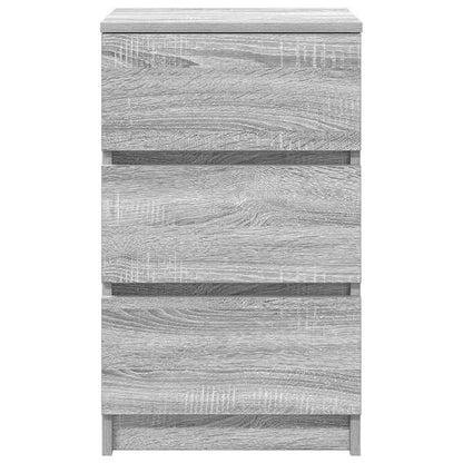 Nachtkastjes met 3 lades 2 st 39x35x65 cm grijs Sonoma