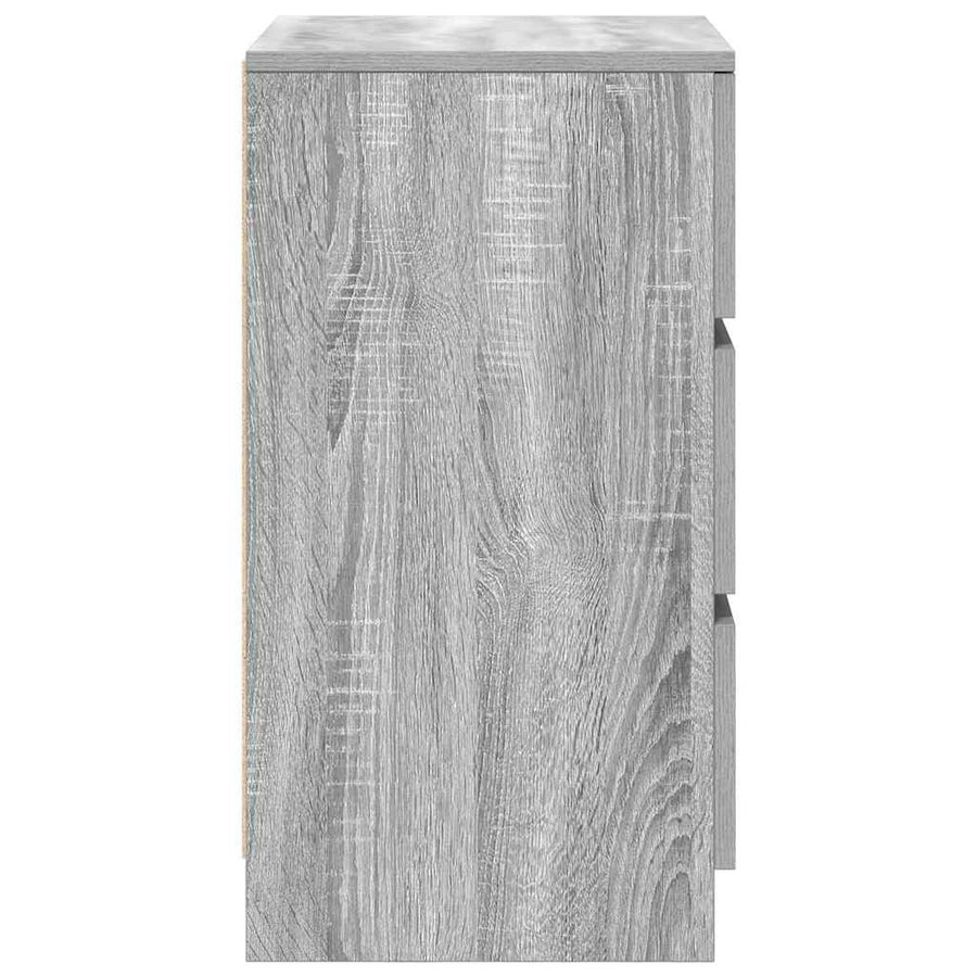 Nachtkastjes met 3 lades 2 st 39x35x65 cm grijs Sonoma