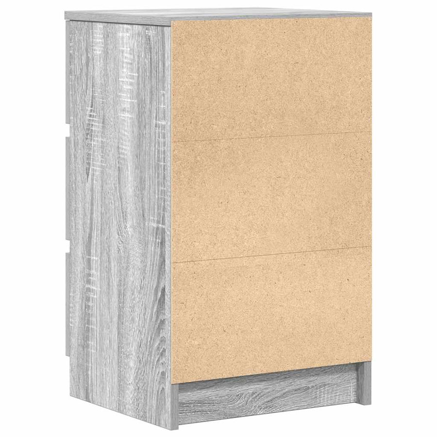 Nachtkastjes met 3 lades 2 st 39x35x65 cm grijs Sonoma