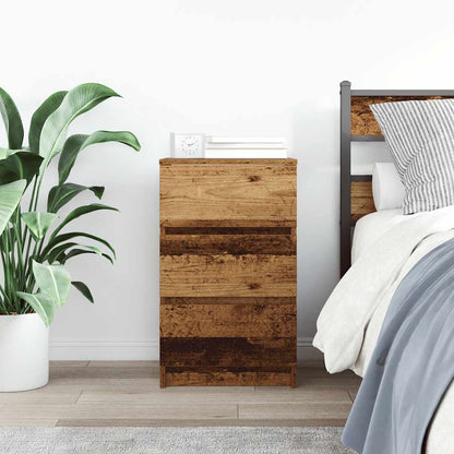 Nachtkastje met 3 lades 39x35x65 cm oud hout