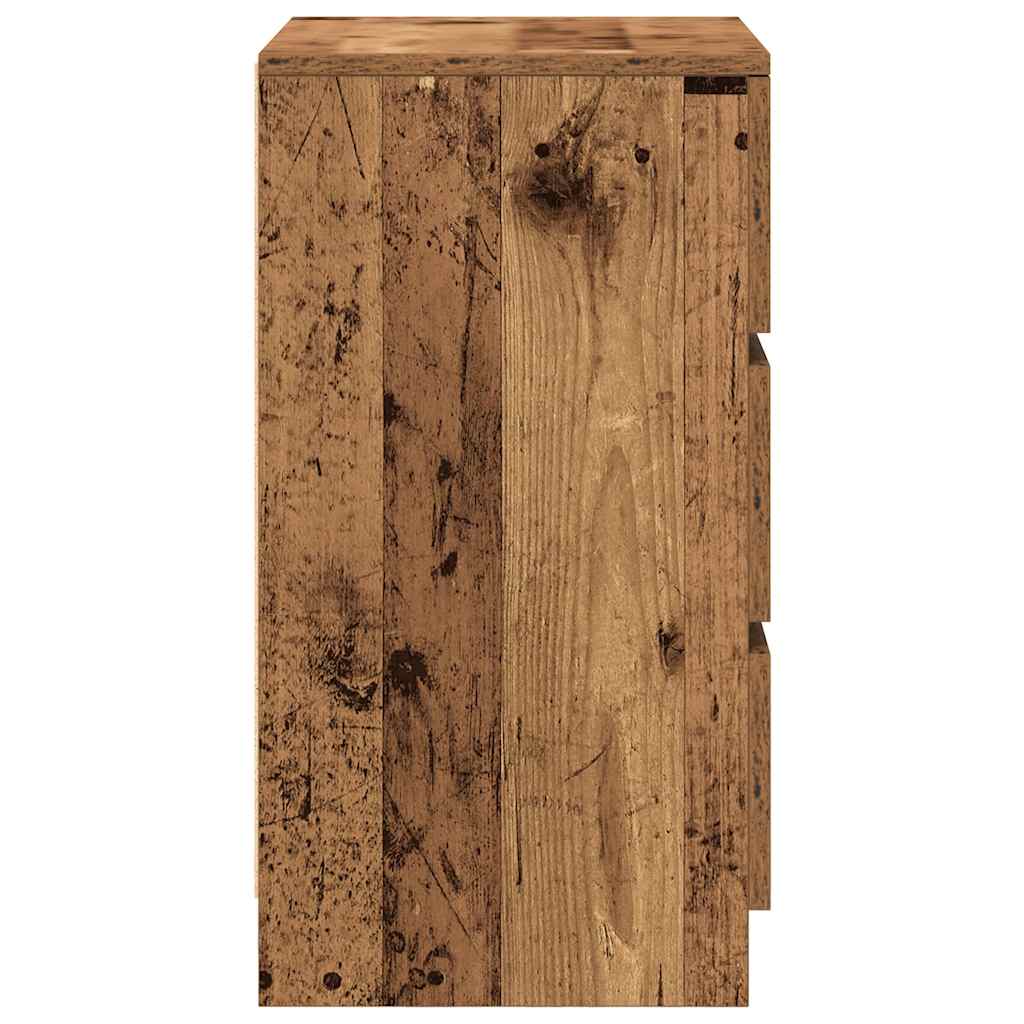 Nachtkastje met 3 lades 39x35x65 cm oud hout