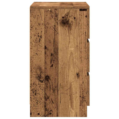 Nachtkastje met 3 lades 39x35x65 cm oud hout
