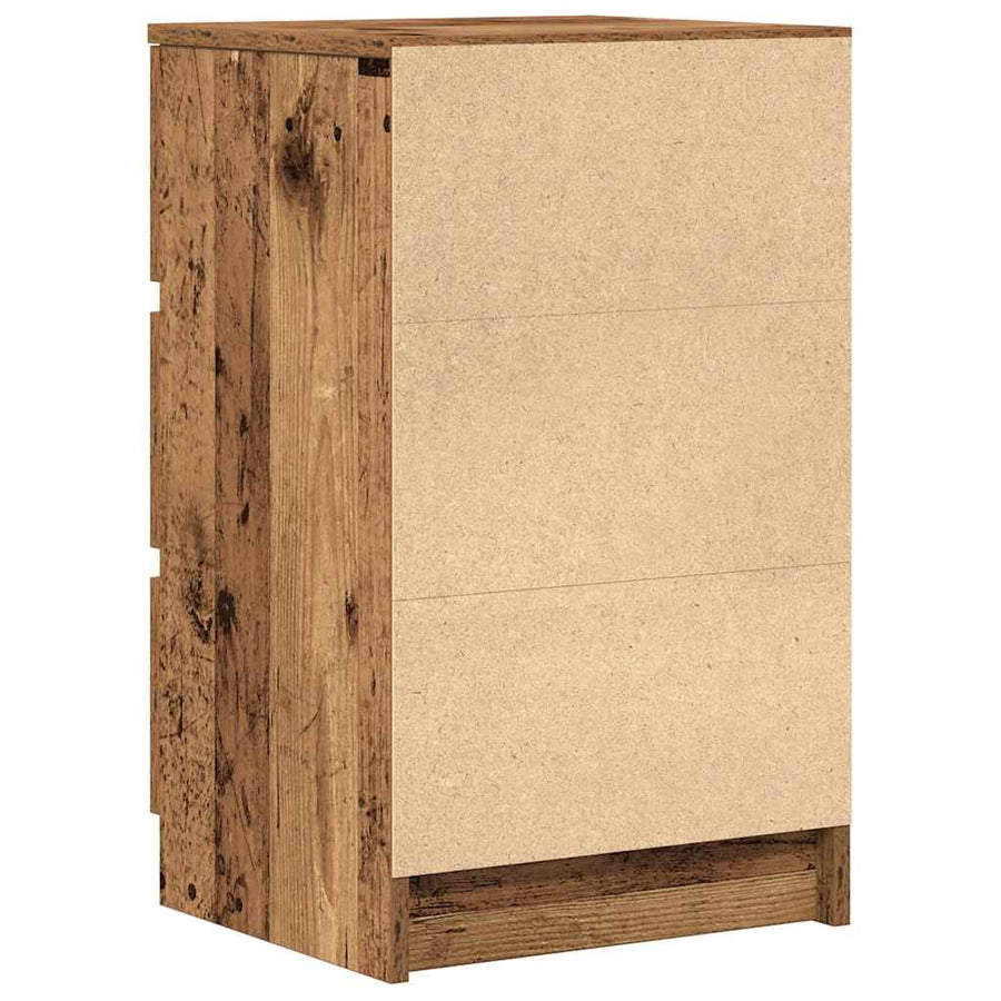 Nachtkastje met 3 lades 39x35x65 cm oud hout