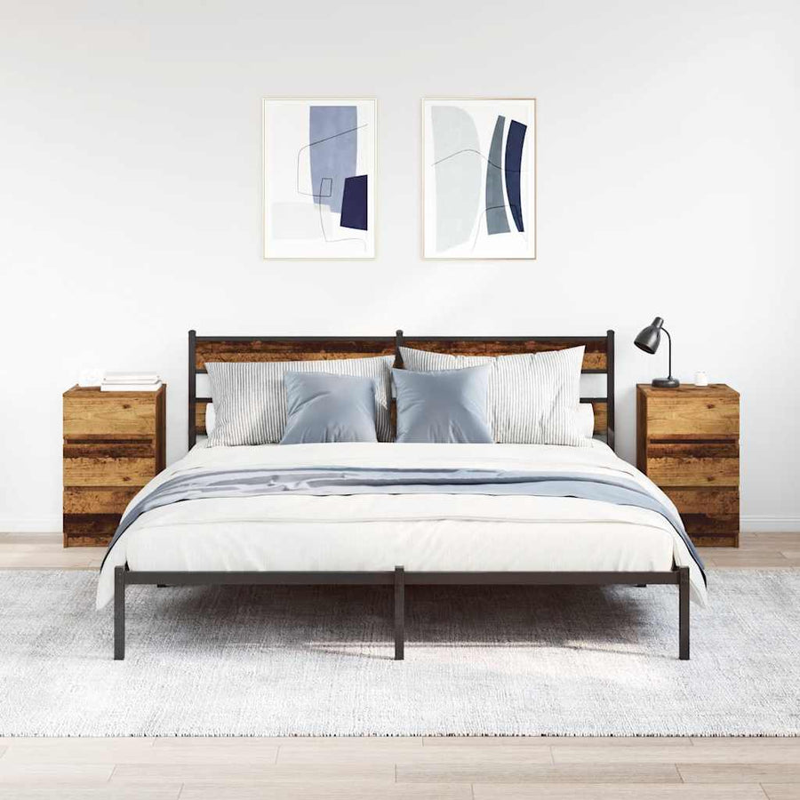 Nachtkastjes met 3 lades 2 st 39x35x65 cm oud hout