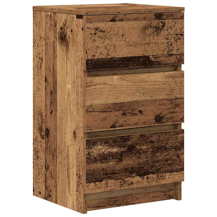 Nachtkastjes met 3 lades 2 st 39x35x65 cm oud hout