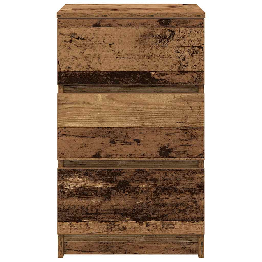 Nachtkastjes met 3 lades 2 st 39x35x65 cm oud hout