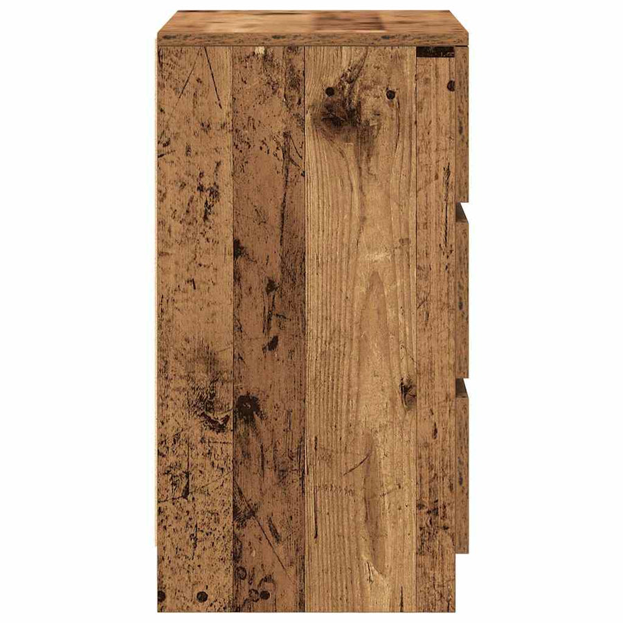 Nachtkastjes met 3 lades 2 st 39x35x65 cm oud hout