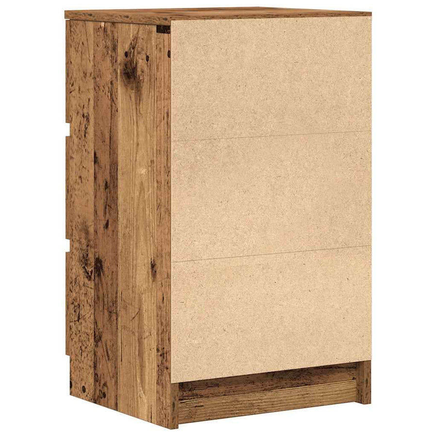 Nachtkastjes met 3 lades 2 st 39x35x65 cm oud hout