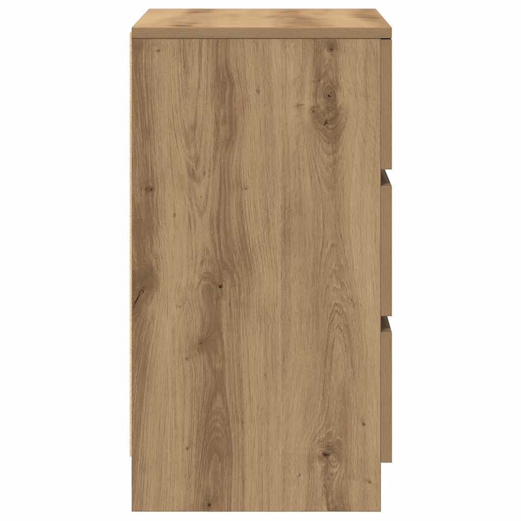 Nachtkastje met 3 lades 39x35x65 cm artisan eikenkleurig
