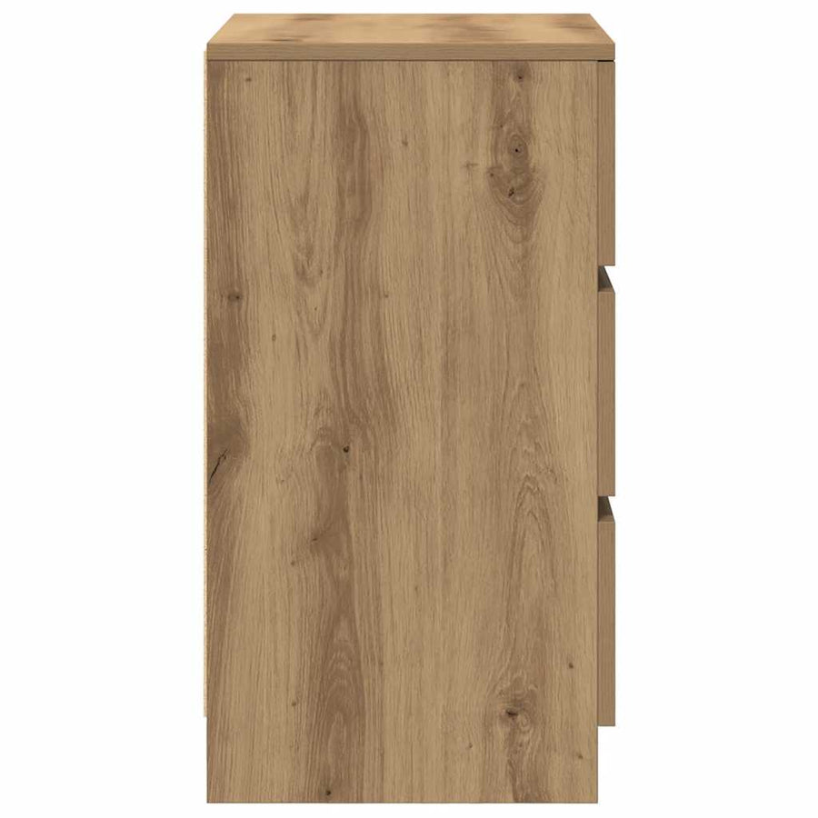 Nachtkastje met 3 lades 39x35x65 cm artisan eikenkleurig
