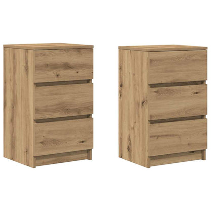 Nachtkastjes 3 lades 2 st 39x35x65 cm ambachtelijk eikenkleurig