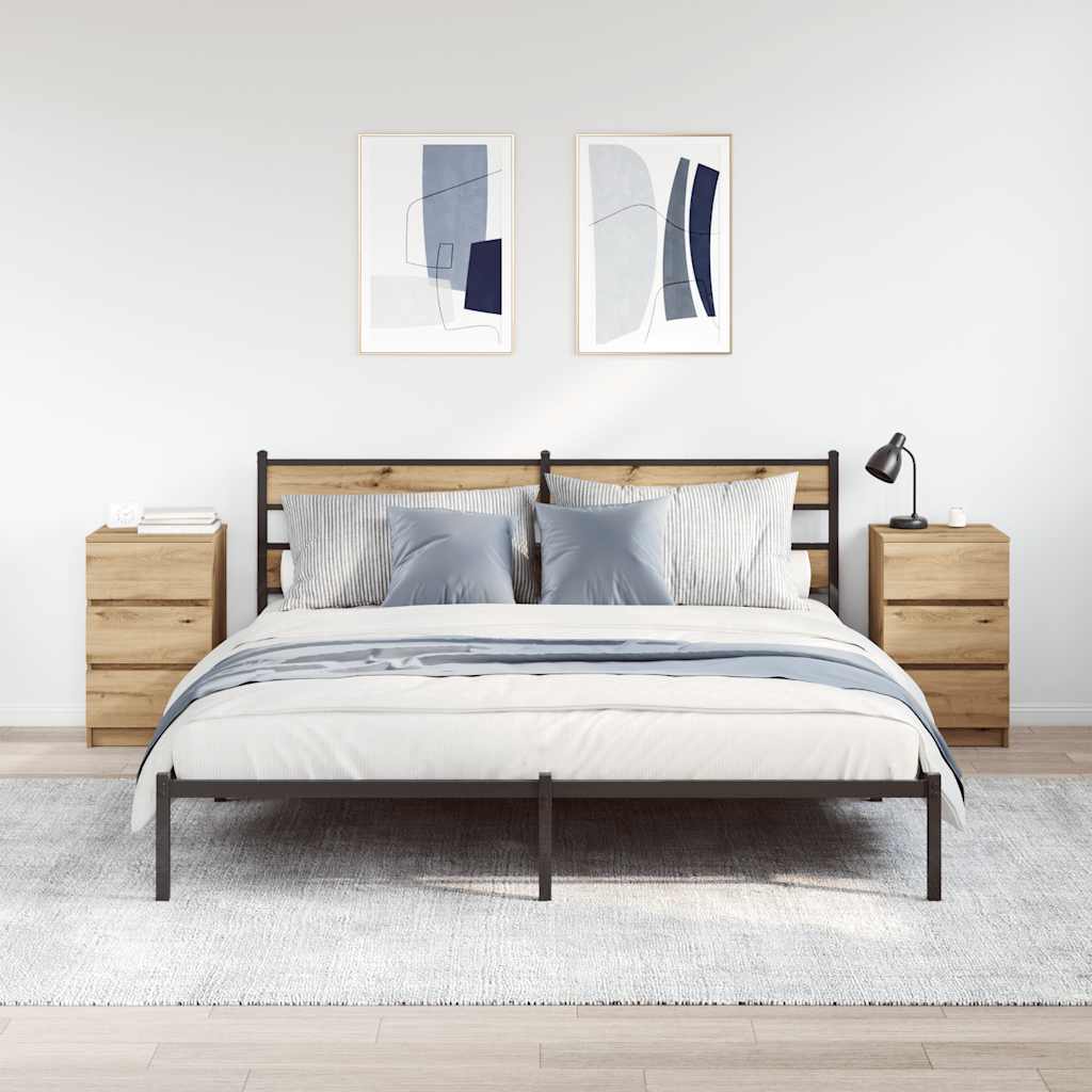 Nachtkastjes 3 lades 2 st 39x35x65 cm ambachtelijk eikenkleurig