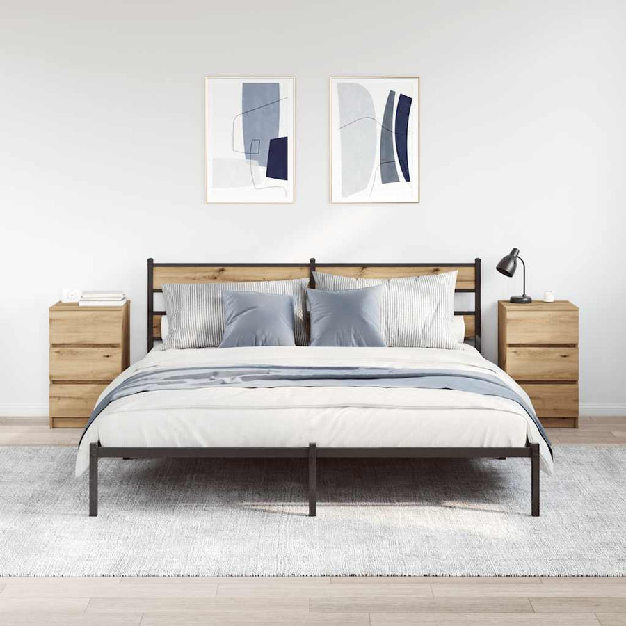 Nachtkastjes 3 lades 2 st 39x35x65 cm ambachtelijk eikenkleurig