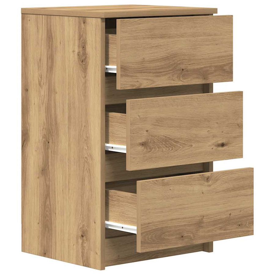 Nachtkastjes 3 lades 2 st 39x35x65 cm ambachtelijk eikenkleurig
