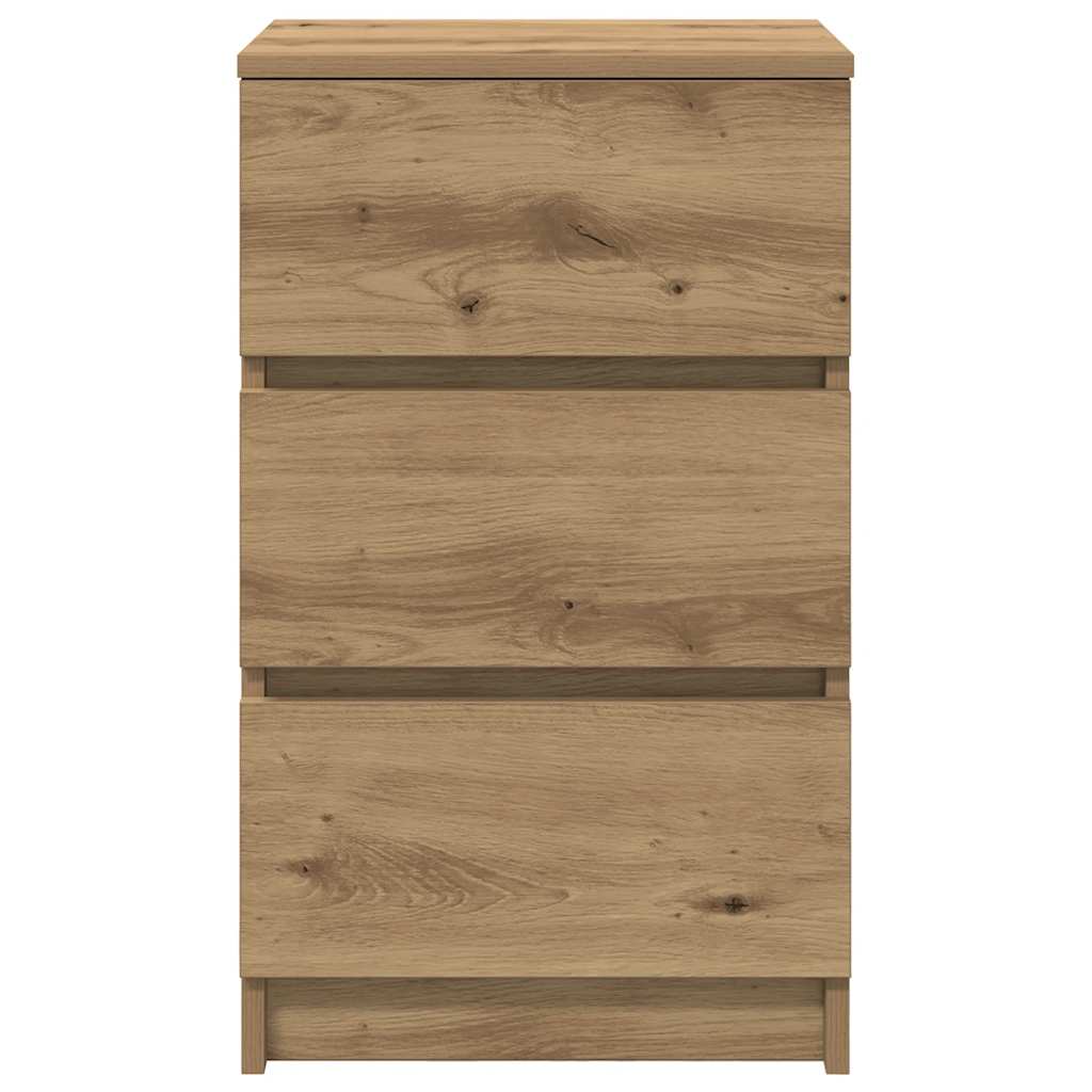 Nachtkastjes 3 lades 2 st 39x35x65 cm ambachtelijk eikenkleurig