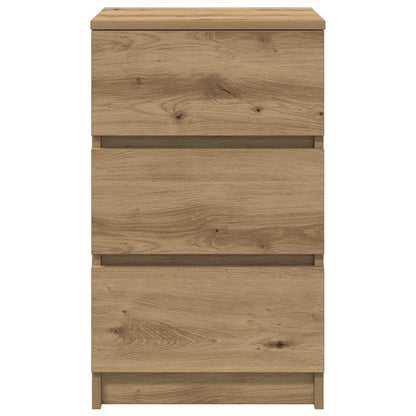 Nachtkastjes 3 lades 2 st 39x35x65 cm ambachtelijk eikenkleurig
