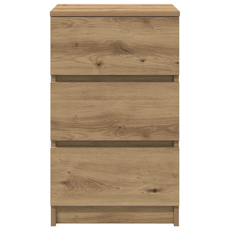 Nachtkastjes 3 lades 2 st 39x35x65 cm ambachtelijk eikenkleurig