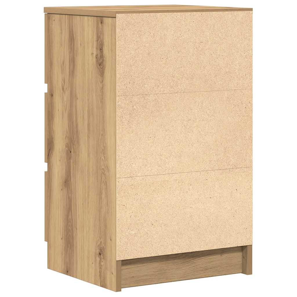 Nachtkastjes 3 lades 2 st 39x35x65 cm ambachtelijk eikenkleurig