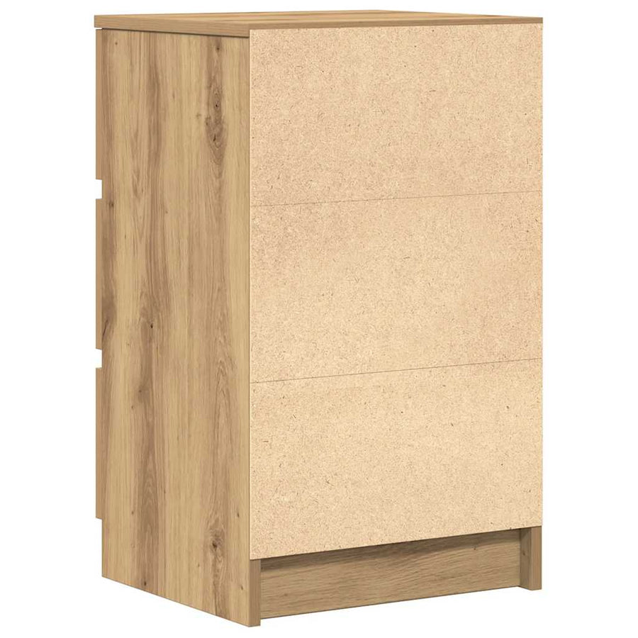 Nachtkastjes 3 lades 2 st 39x35x65 cm ambachtelijk eikenkleurig