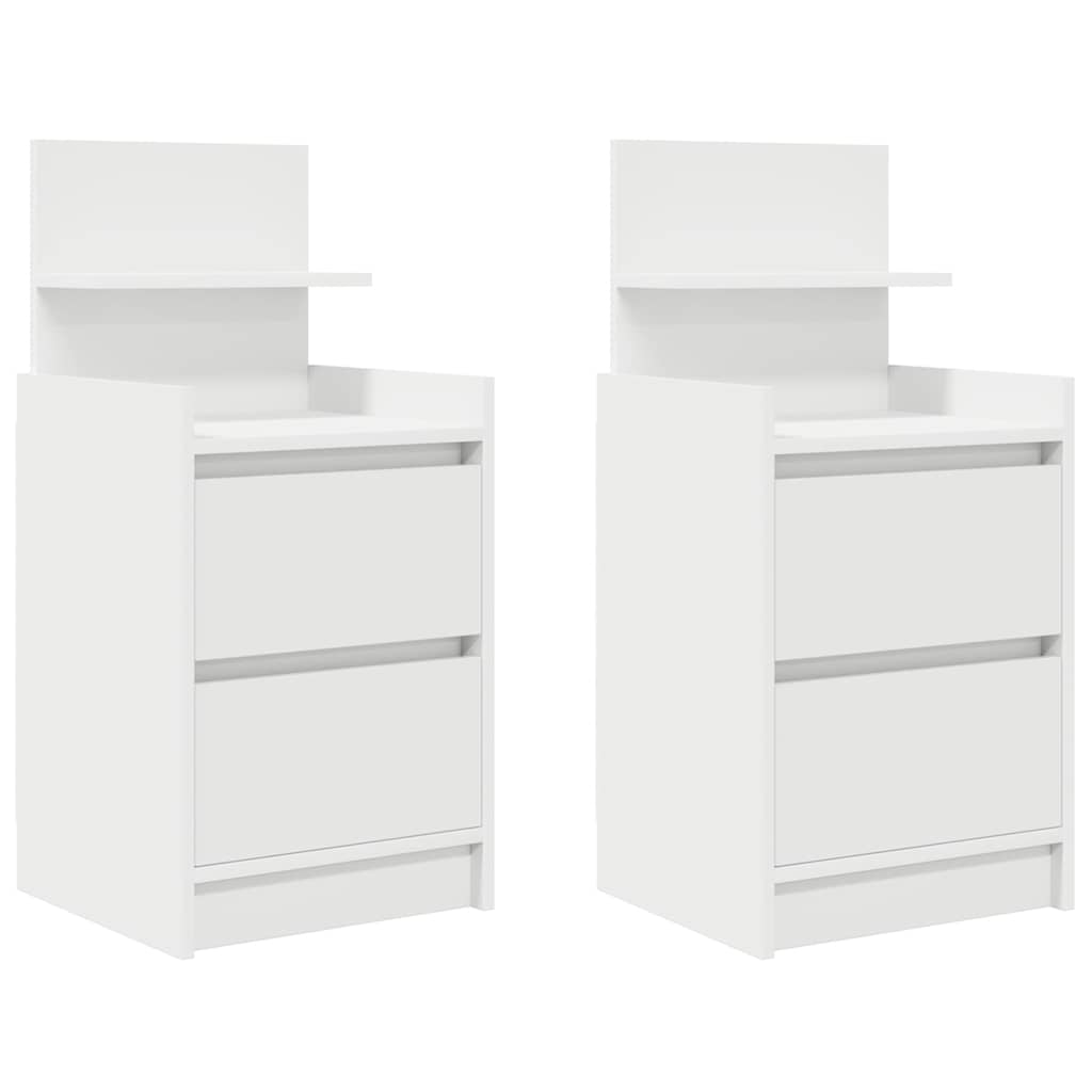 Nachtkastjes met 2 lades 2 st 38x34x80 cm wit