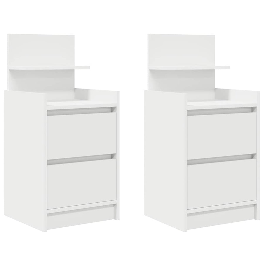 Nachtkastjes met 2 lades 2 st 38x34x80 cm wit