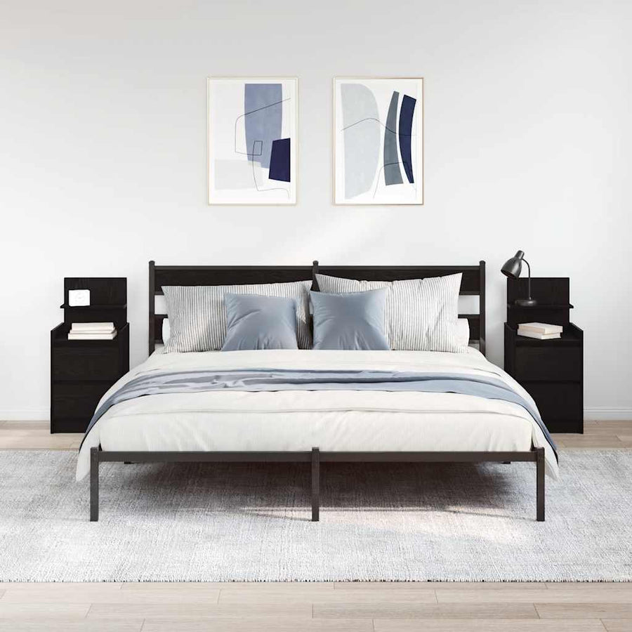 Nachtkastjes met 2 lades 2 st 38x34x80 cm zwart