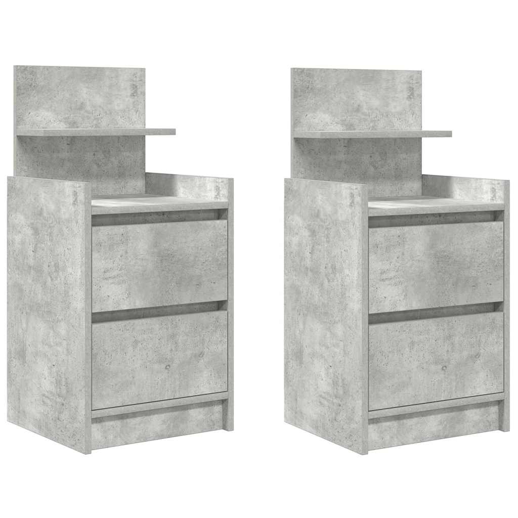 Nachtkastjes met 2 lades 2 st 38x34x80 cm betongrijs
