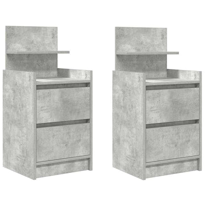 Nachtkastjes met 2 lades 2 st 38x34x80 cm betongrijs