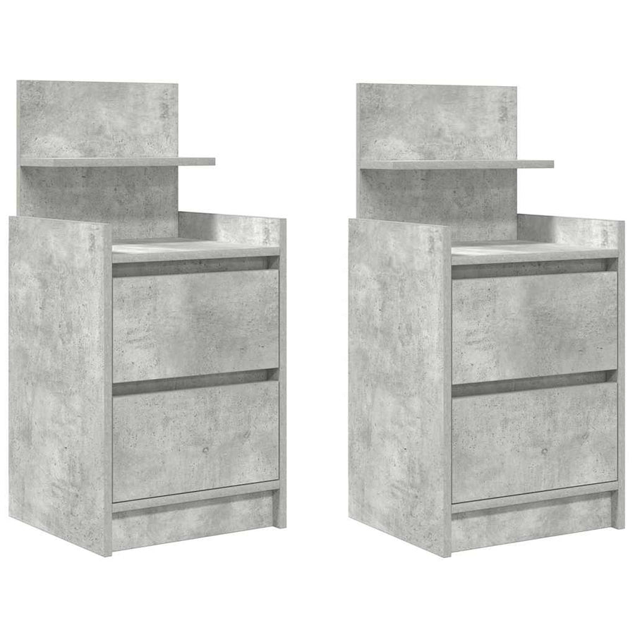 Nachtkastjes met 2 lades 2 st 38x34x80 cm betongrijs