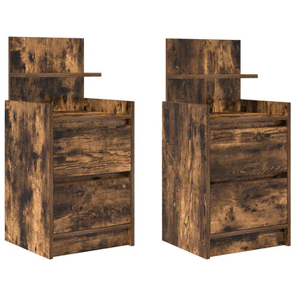 Nachtkastjes met 2 lades 2 st 38x34x80 cm gerookt eikenkleurig