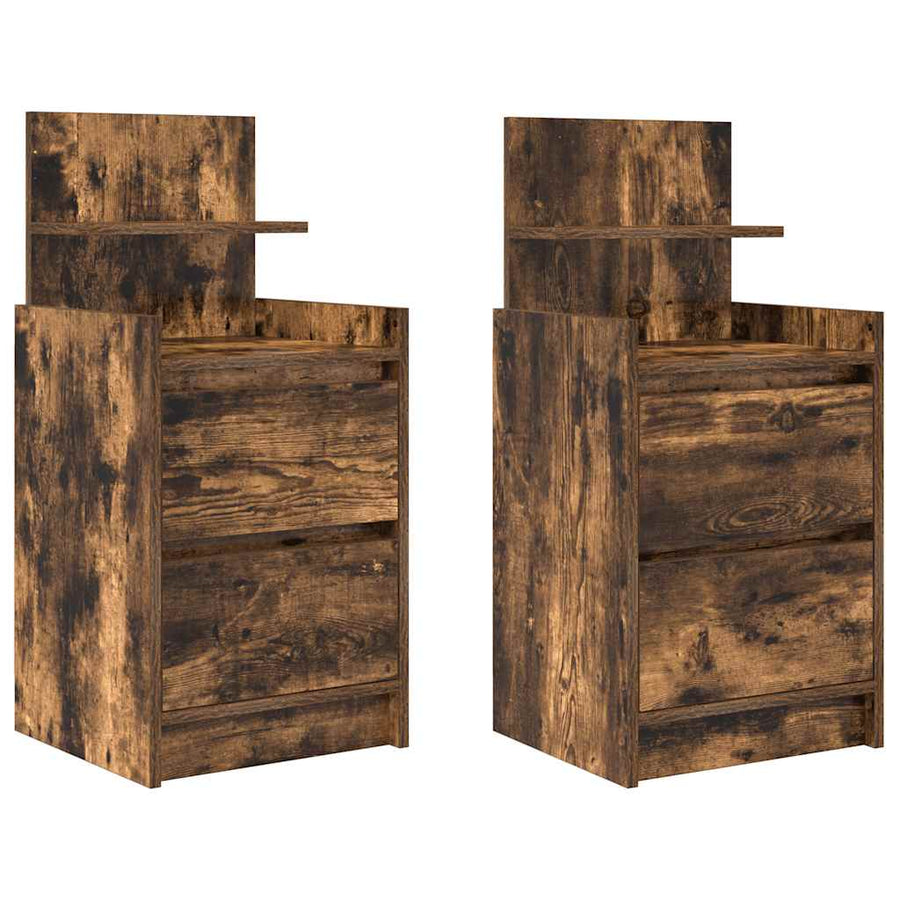 Nachtkastjes met 2 lades 2 st 38x34x80 cm gerookt eikenkleurig